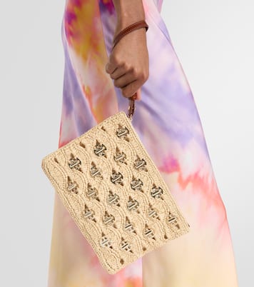 Embellished raffia clutch | Rabanne