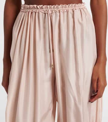 Pantaloni cropped in seta pongé con pizzo | Chloé