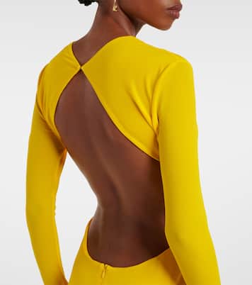 Ruched open-back crêpe jersey gown | Alex Perry