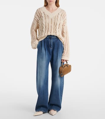Jeans a gamba larga a vita media | Brunello Cucinelli