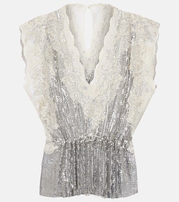 Embellished lace-trimmed top | Rabanne