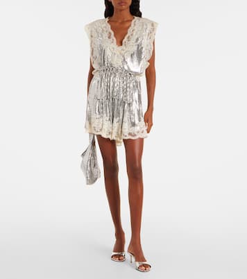 Embellished lace-trimmed top | Rabanne