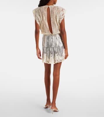 Embellished lace-trimmed top | Rabanne