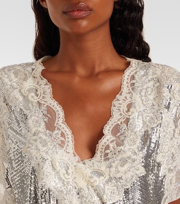 Embellished lace-trimmed top | Rabanne