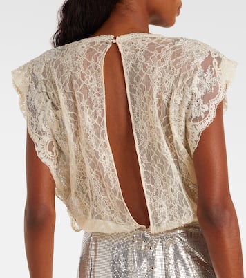 Embellished lace-trimmed top | Rabanne