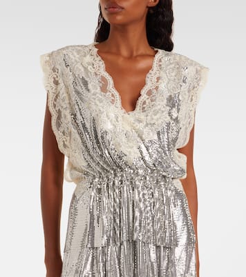 Embellished lace-trimmed top | Rabanne