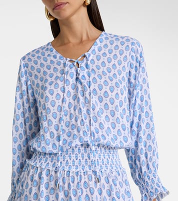 La Croisette printed shirred minidress | Heidi Klein