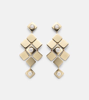 Tile Temple 18kt gold drop earrings with diamonds | Ileana Makri