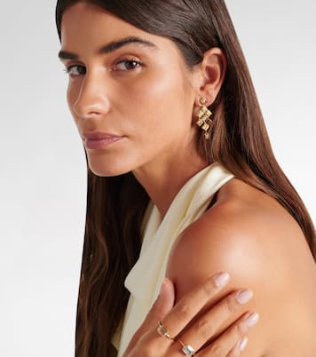 Tile Temple 18kt gold drop earrings with diamonds | Ileana Makri