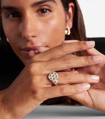 9kt gold ring with grey diamonds and tsavorites | Yvonne Léon