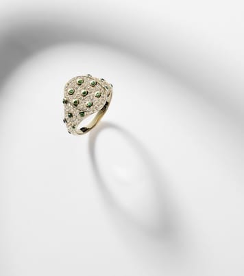 9kt gold ring with grey diamonds and tsavorites | Yvonne Léon