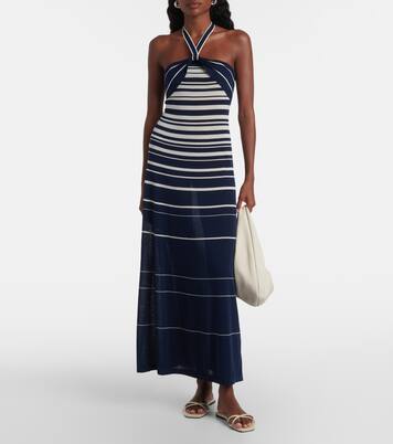 Abito lungo Axel in misto cotone a righe con scollo all’americana | Faithfull