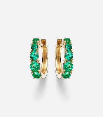 Graduated 18kt gold huggie earrings with emeralds | Anita Ko