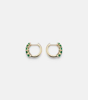 Graduated 18kt gold huggie earrings with emeralds | Anita Ko