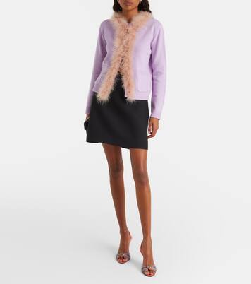 Feather-trimmed virgin wool cardigan | Valentino