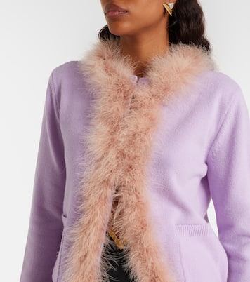 Feather-trimmed virgin wool cardigan | Valentino