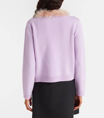 Feather-trimmed virgin wool cardigan | Valentino