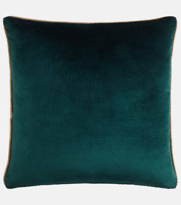 Embroidered cotton velvet cushion | Les-Ottomans