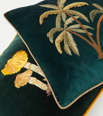 Embroidered cotton velvet cushion | Les-Ottomans