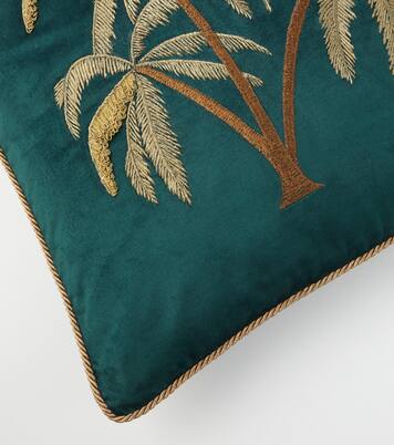 Embroidered cotton velvet cushion | Les-Ottomans