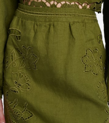 Floral lace-trimmed linen midi skirt | Farm Rio