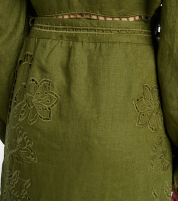 Floral lace-trimmed linen midi skirt | Farm Rio