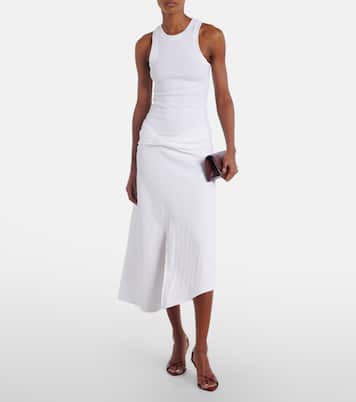 개더 코튼 블렌드 미디 스커트 | Victoria Beckham