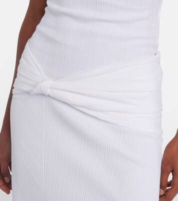 개더 코튼 블렌드 미디 스커트 | Victoria Beckham