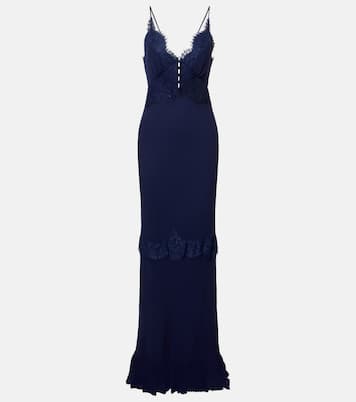 Lace-trimmed georgette gown | Self-Portrait