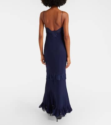 Lace-trimmed georgette gown | Self-Portrait