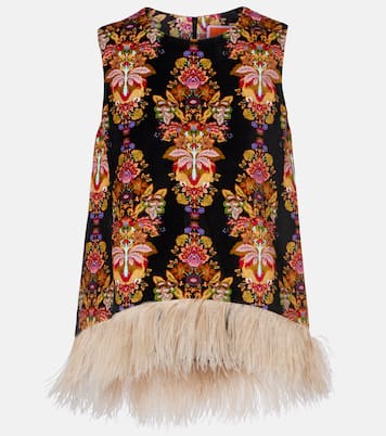 La Scala feather-trimmed cotton top | La DoubleJ