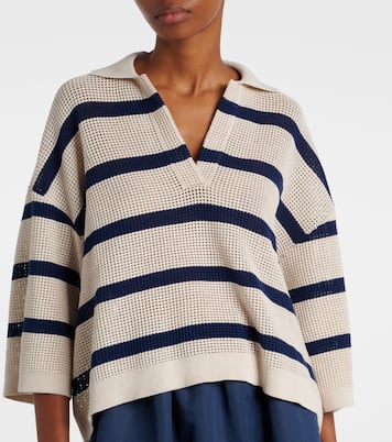 Striped cotton polo sweater | Brunello Cucinelli