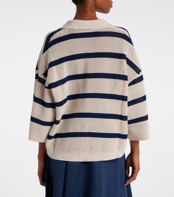Striped cotton polo sweater | Brunello Cucinelli