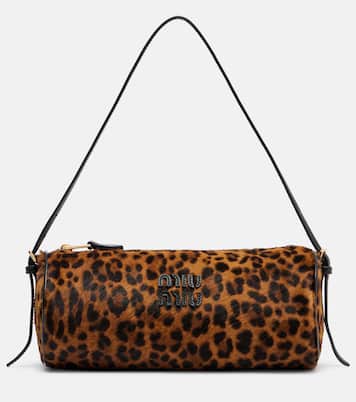 Leopard-print calf hair shoulder bag | Miu Miu