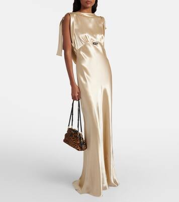 Bow-detail satin gown | Miu Miu
