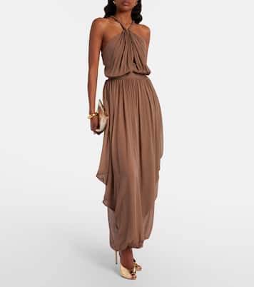 Gathered silk georgette bodysuit | Elie Saab