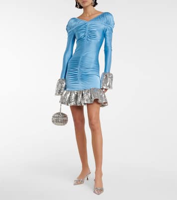 Embellished ruched lamé minidress | Rabanne