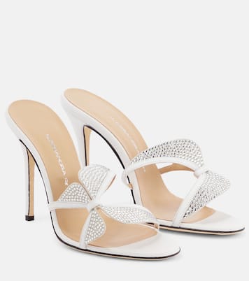 Butterfly crystal-embellished leather mules | Alessandra Rich