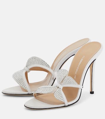 Butterfly crystal-embellished leather mules | Alessandra Rich