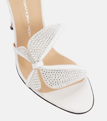 Butterfly crystal-embellished leather mules | Alessandra Rich