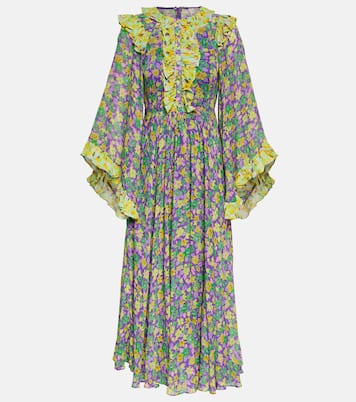 Vestido largo Dylan de crepé floral | Alémais
