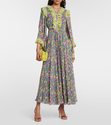 Vestido largo Dylan de crepé floral | Alémais