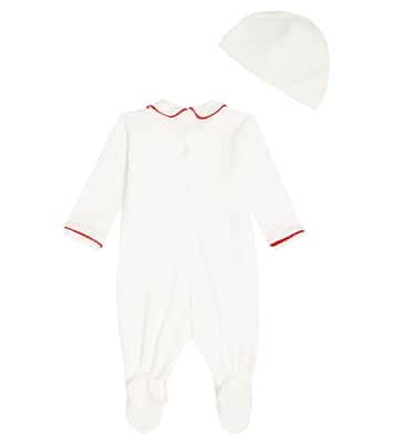 Baby Snoopy cotton onesie, beanie, and cushion cover set | Monnalisa