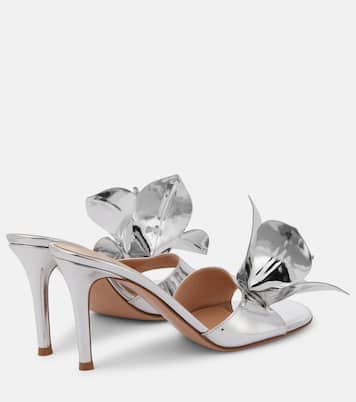 Lucilla floral-appliqué metallic leather mules | Gianvito Rossi