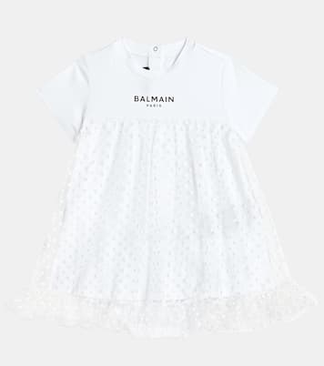 Abito e culottes in tulle di cotone | Balmain Kids