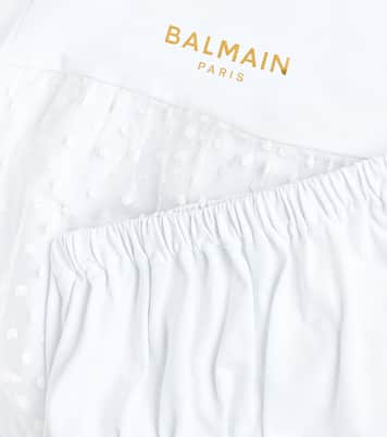 Abito e culottes in tulle di cotone | Balmain Kids