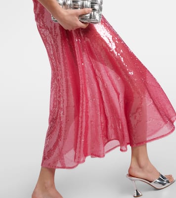 Floral-appliqué sequined midi dress | Rodarte