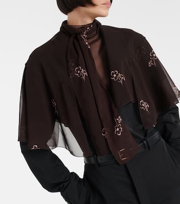 Top cropped in georgette con stampa | Prada