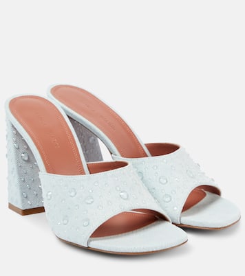 Mules Brigitte 95 de denim y piel | Amina Muaddi