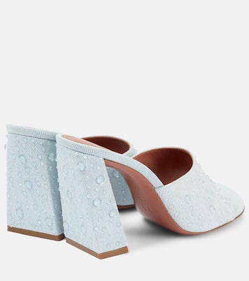 Mules Brigitte 95 de denim y piel | Amina Muaddi